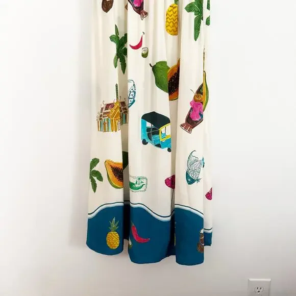 PAPER HEART Smocked Thailand Printed Maxi Dress Medium M - Picture 5 of 11